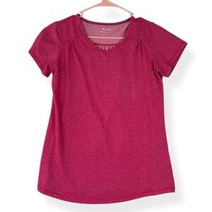 Columbia Short Sleeve Top Womens S Small Solid Pink Omni Wick